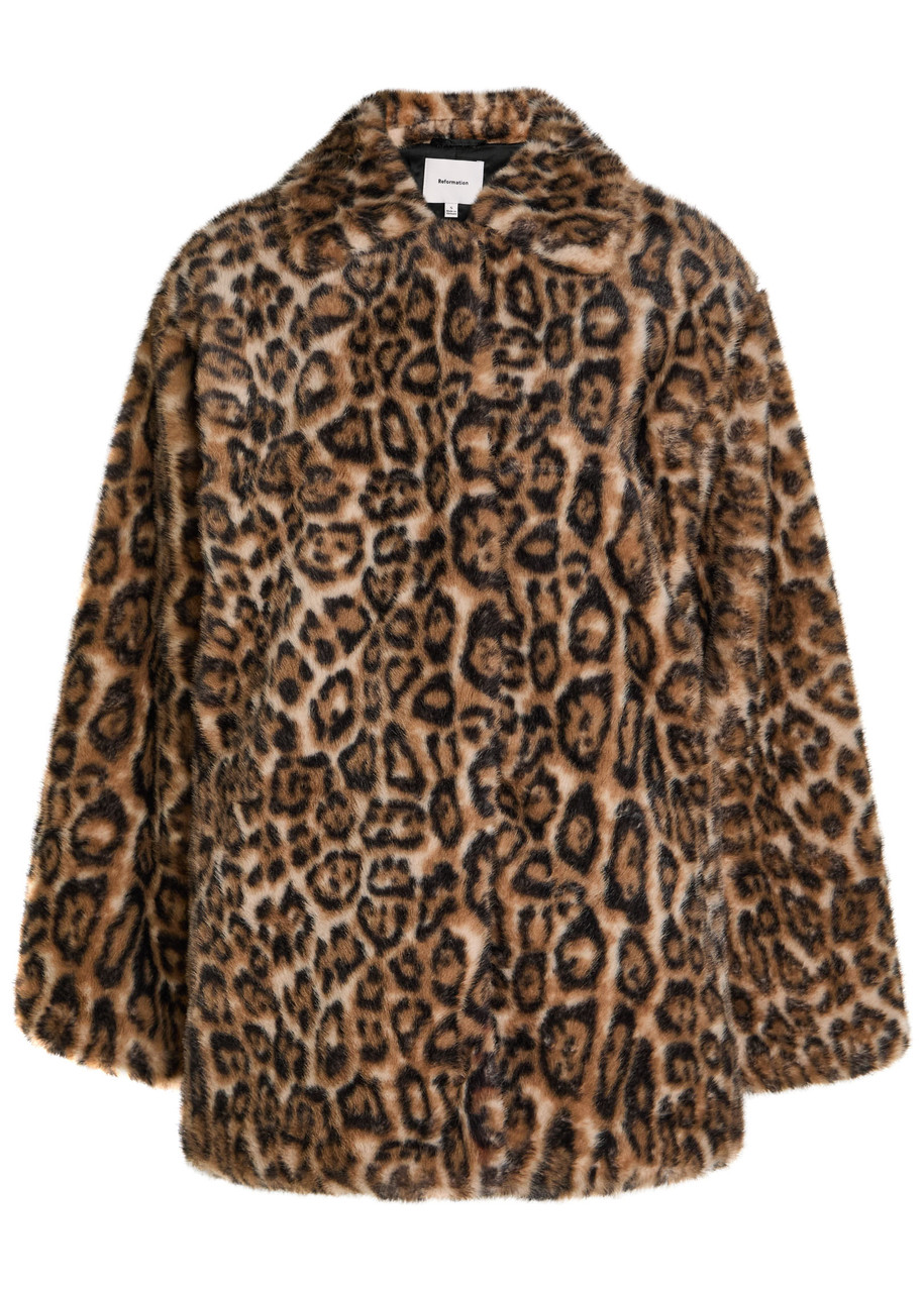 Reformation Stable Faux fur Coat - Leopard - XS (UK6 / XS)