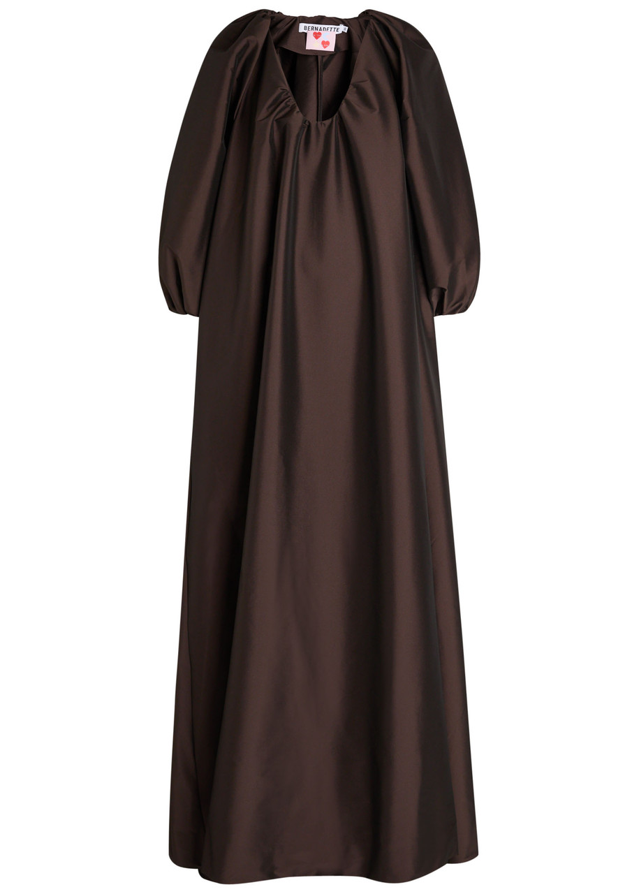 Bernadette George Stretch-taffeta Maxi Dress In Brown