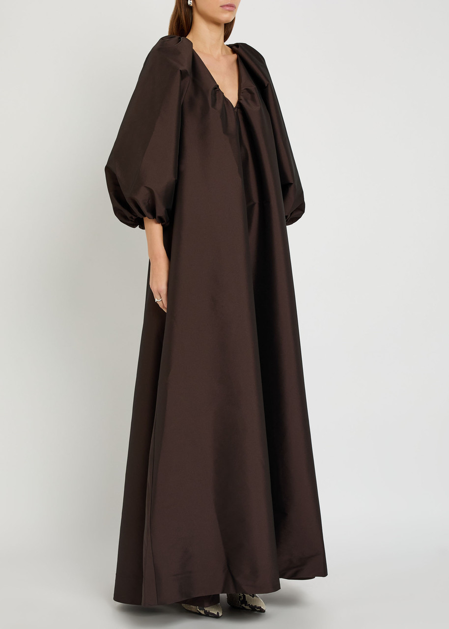 Bernadette George Stretch-taffeta Maxi Dress In Brown