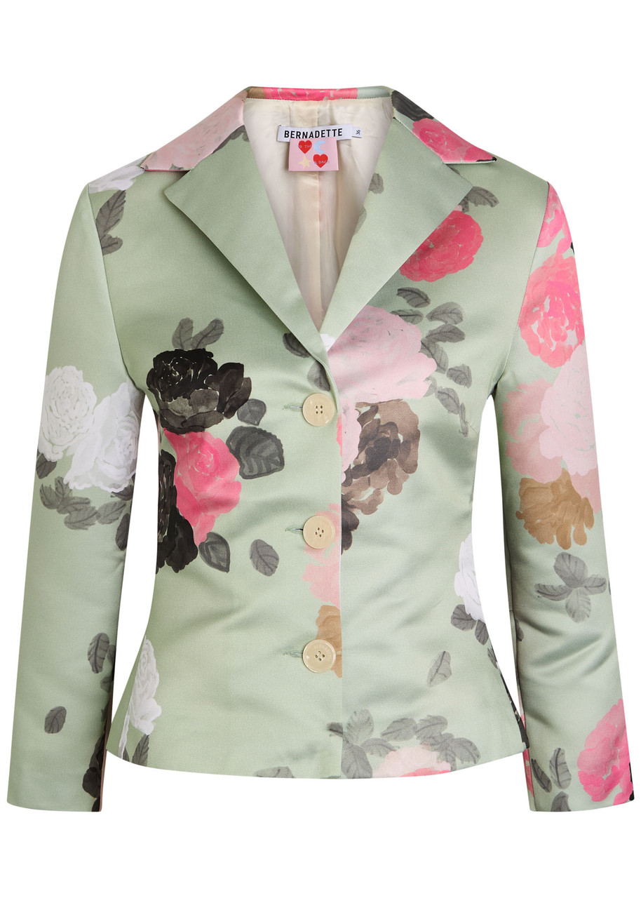 Bernadette Elle Floral-print Satin Jacket In Blue