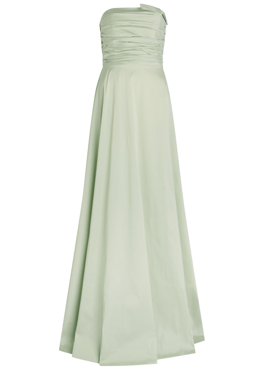Bernadette Lucinda Ruched Taffeta Maxi Dress In Green