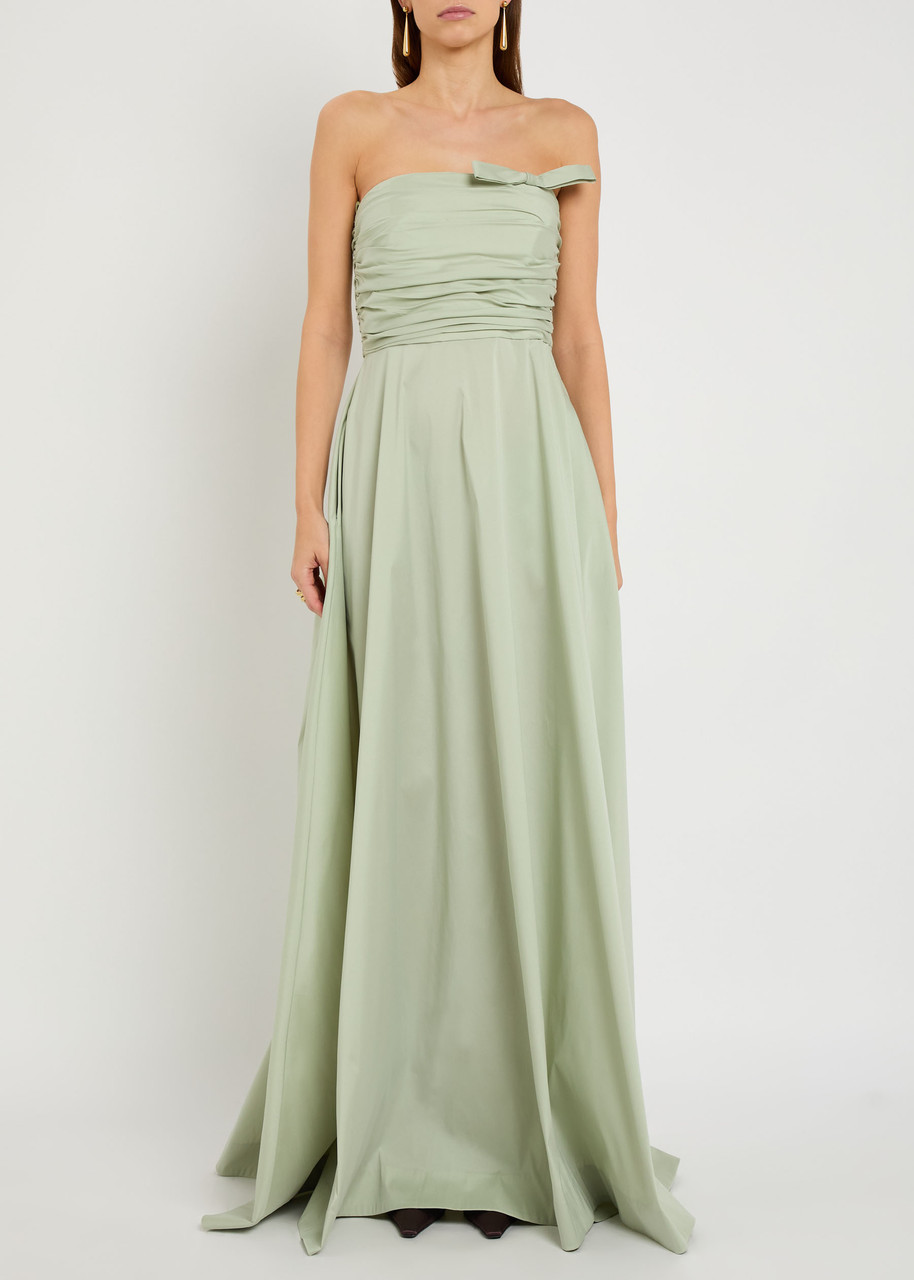 Bernadette Lucinda Ruched Taffeta Maxi Dress In Green