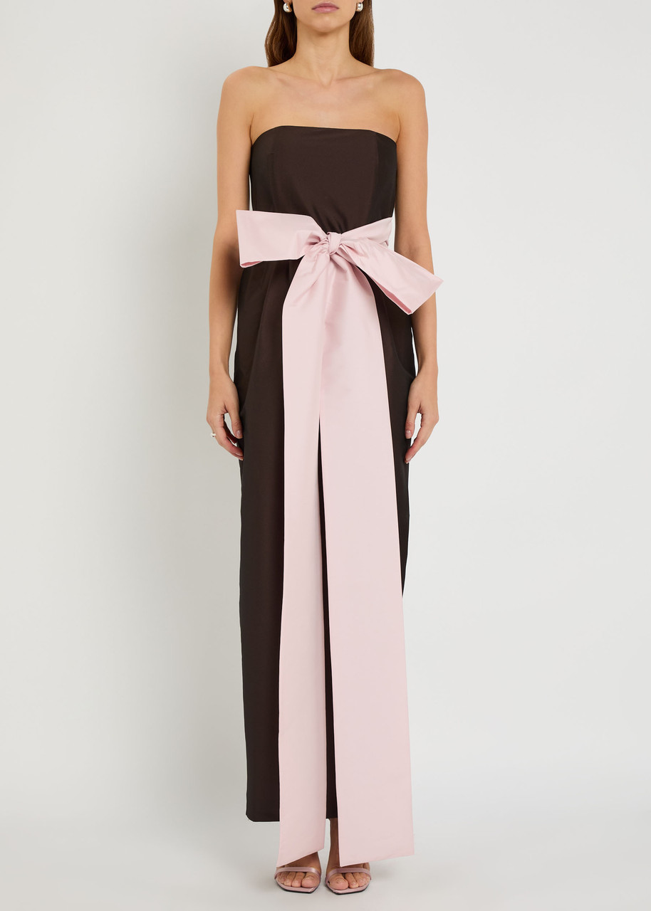 Bernadette Lina Bow-embellished Taffeta Maxi Dress In Black