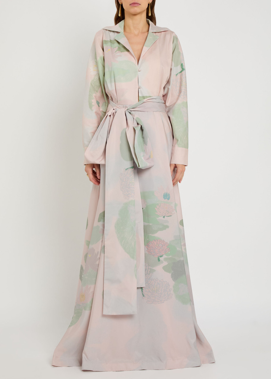 Bernadette Beatrice Printed Stretch-cotton Maxi Shirt Dress In Pink