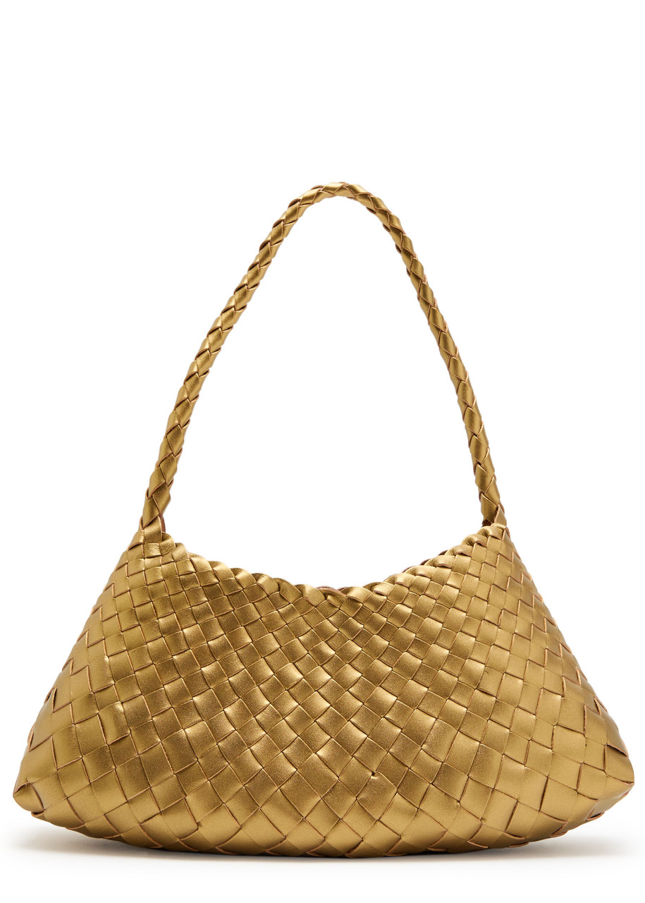 Dragon Diffusion Rosanna Woven Leather Shoulder Bag In Gold