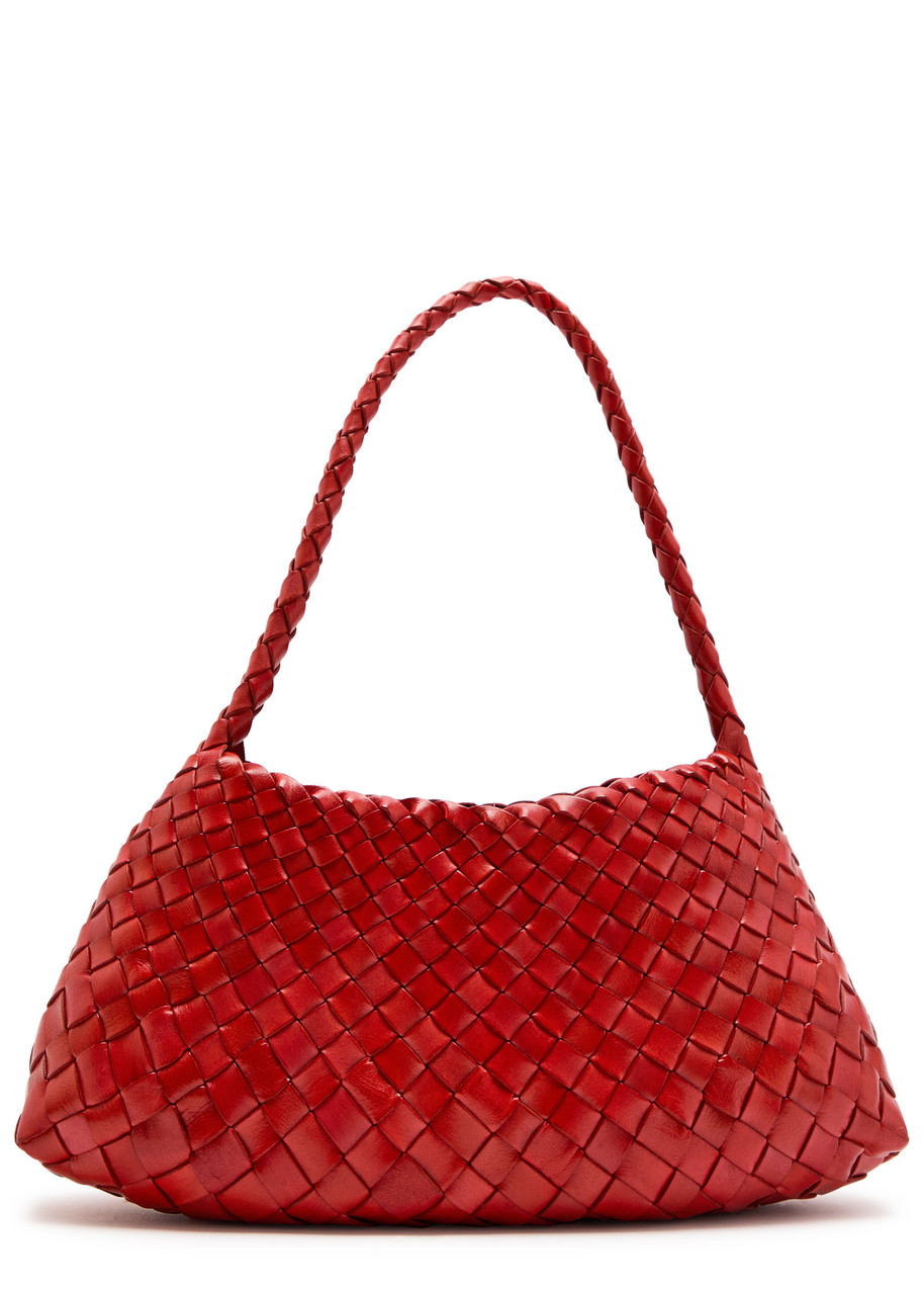 Dragon Diffusion Rosanna Woven Leather Shoulder Bag In Red
