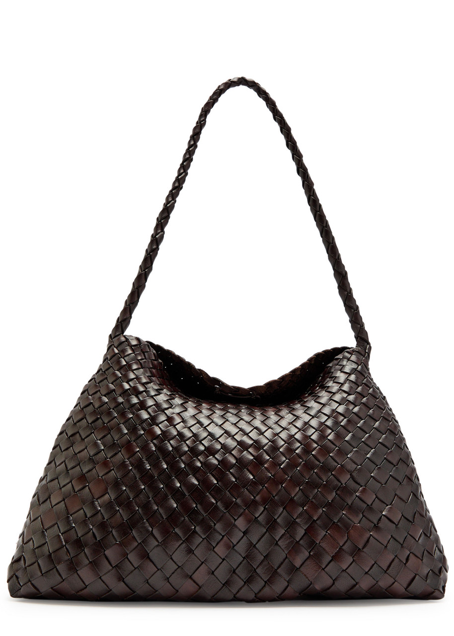 Dragon Diffusion Santa Maria Woven Leather Shoulder Bag In Brown