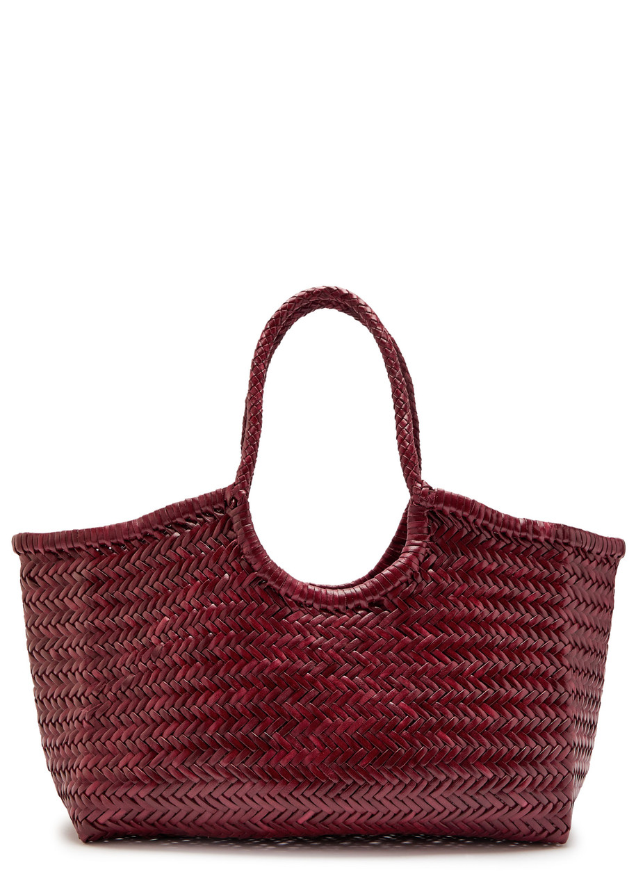 Dragon Diffusion Nantucket Big Woven Leather Tote Bag In Burgundy