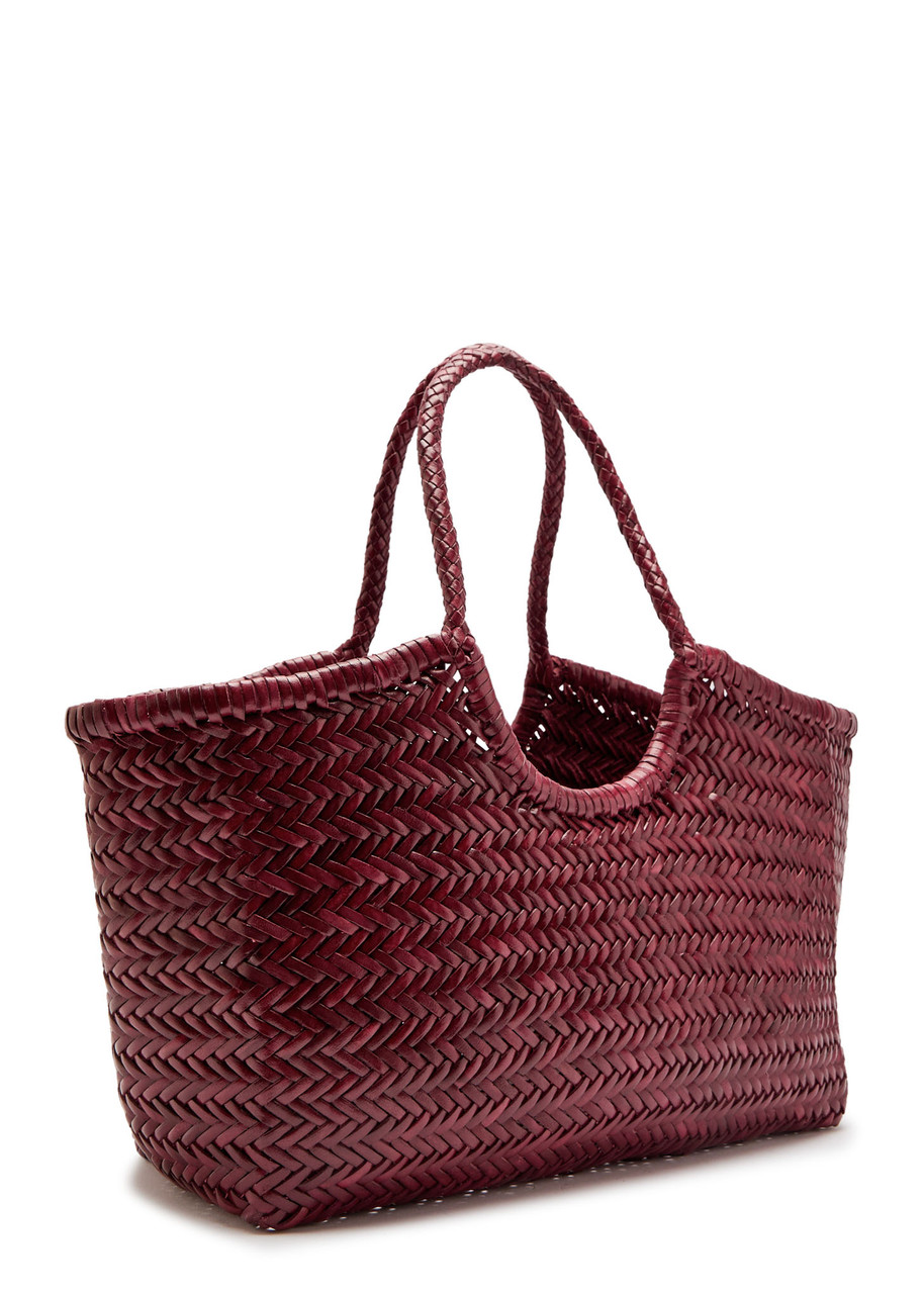 Dragon Diffusion Nantucket Big Woven Leather Tote Bag In Burgundy