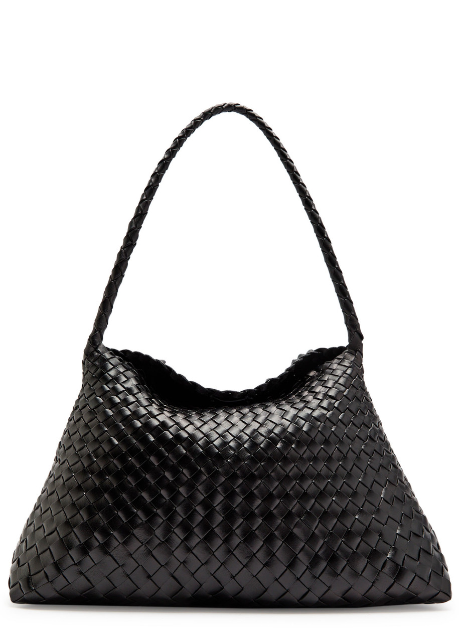 Dragon Diffusion Santa Maria Woven Leather Shoulder Bag In Black
