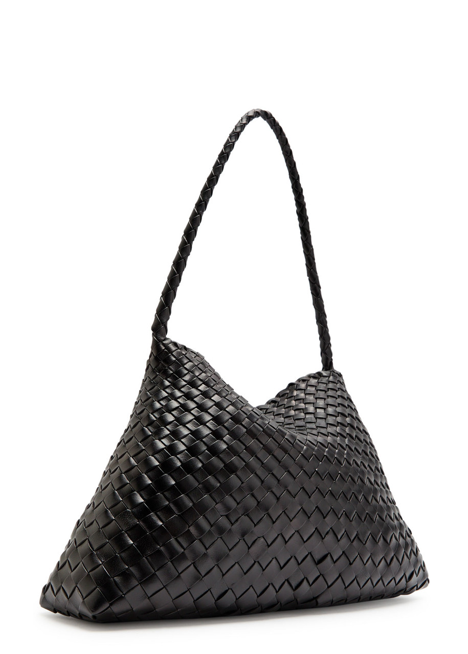 Dragon Diffusion Santa Maria Woven Leather Shoulder Bag In Black