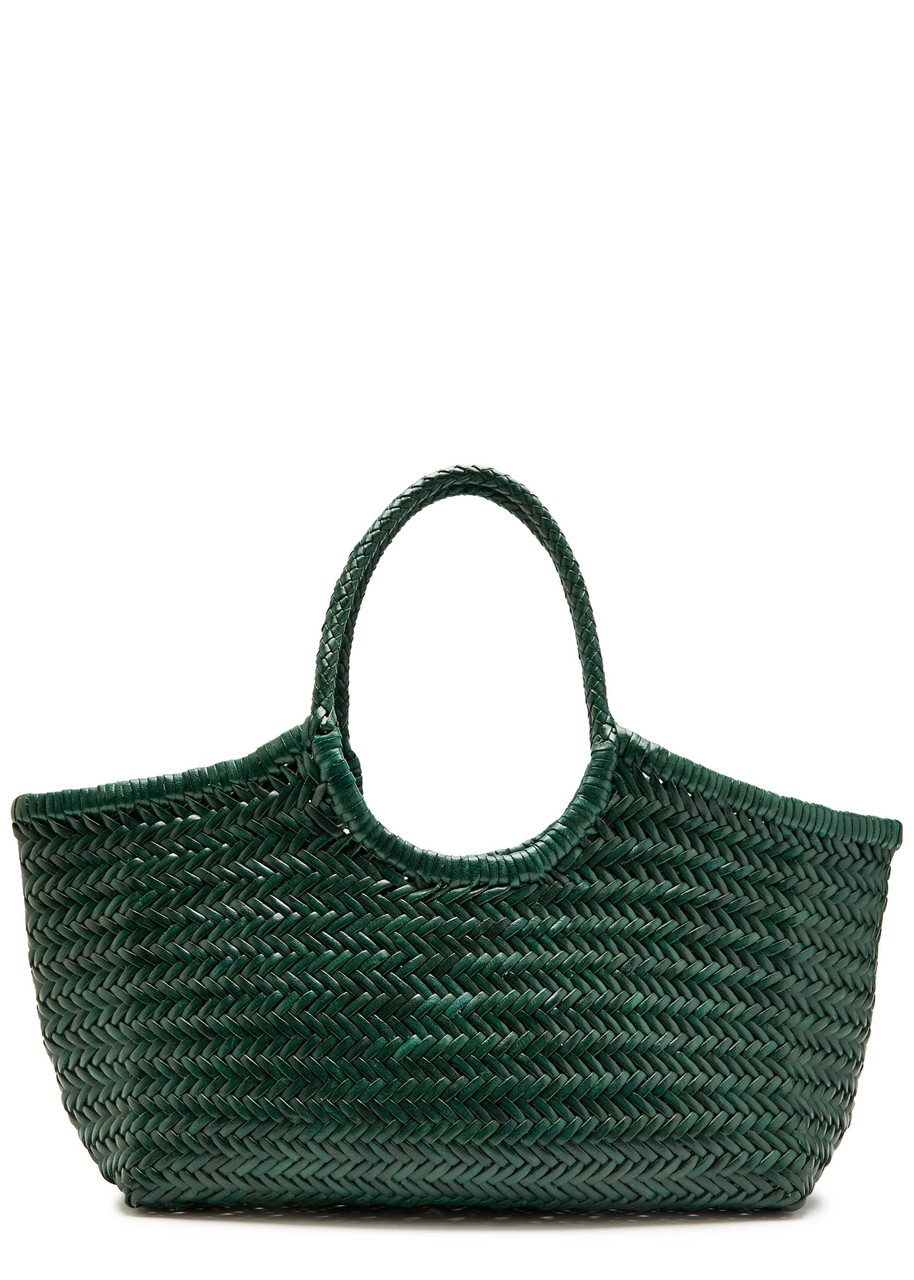 Dragon Diffusion Nantucket Big Woven Leather Tote Bag In Green