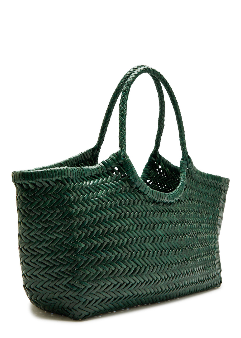 Dragon Diffusion Nantucket Big Woven Leather Tote Bag In Green