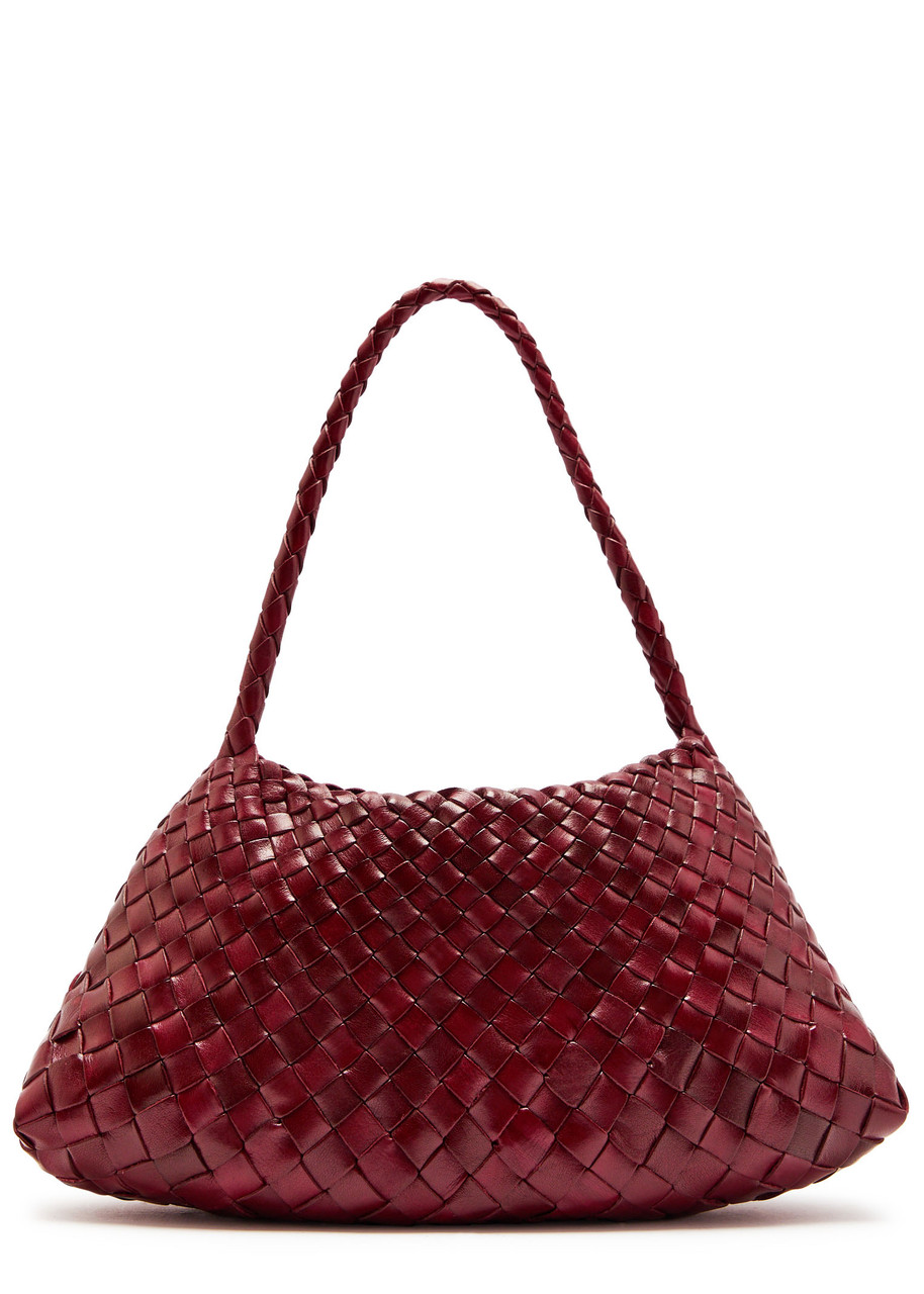 Dragon Diffusion Rosanna Woven Leather Shoulder Bag In Burgundy