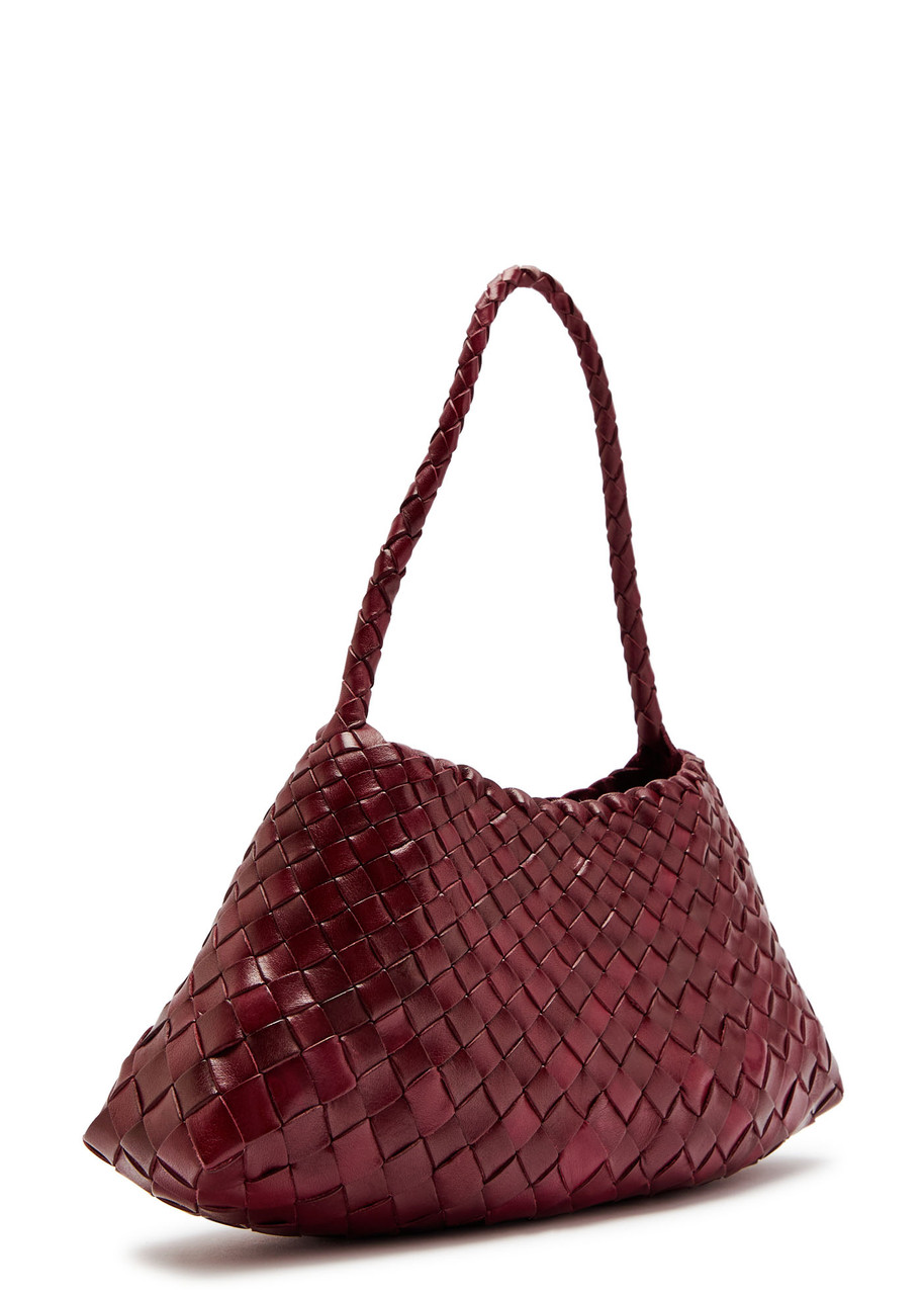 Dragon Diffusion Rosanna Woven Leather Shoulder Bag In Burgundy