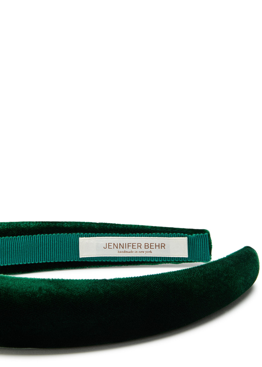 Jennifer Behr Tori Padded Velvet Headband In Green