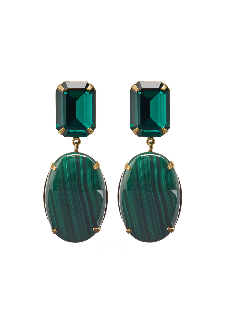 Jennifer Behr Xiomara Malachite 18kt Gold-plated Drop Earrings - Green - One Size