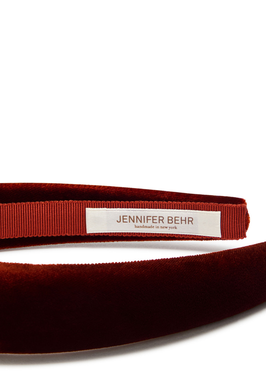 Jennifer Behr Tori Padded Velvet Headband In Brown