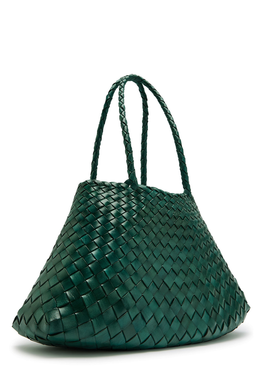 Dragon Diffusion Santa Croce Big Woven Leather Tote Bag In Green