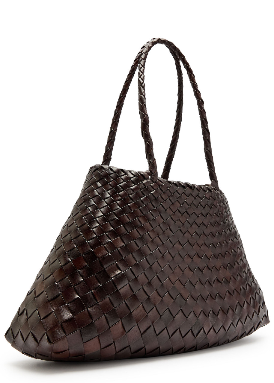 Dragon Diffusion Santa Croce Big Woven Leather Tote Bag In Brown