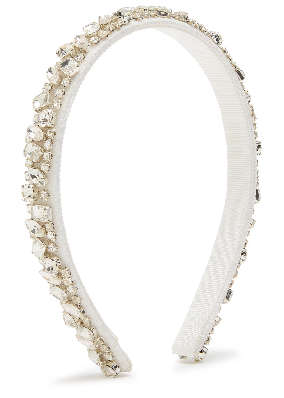 Jennifer Behr Essen Crystal-embellished Silk Headband In Transparent
