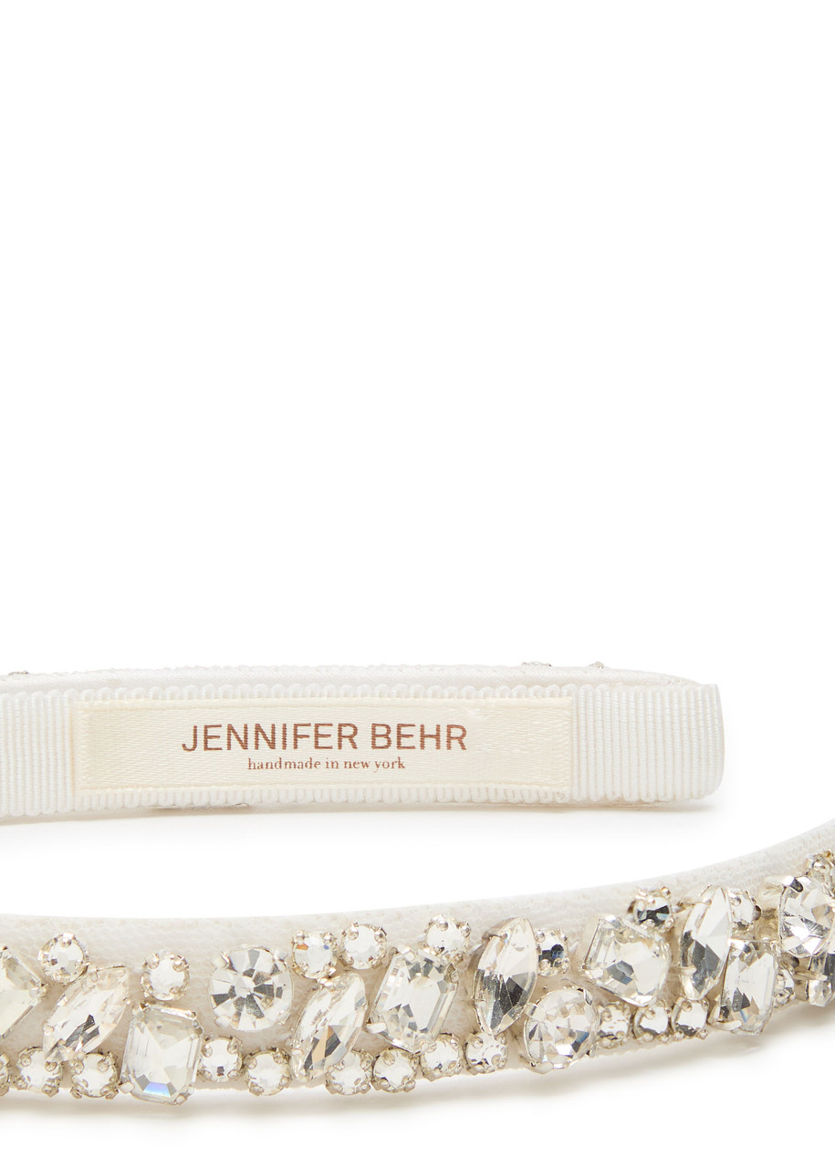 Jennifer Behr Essen Crystal-embellished Silk Headband In Transparent