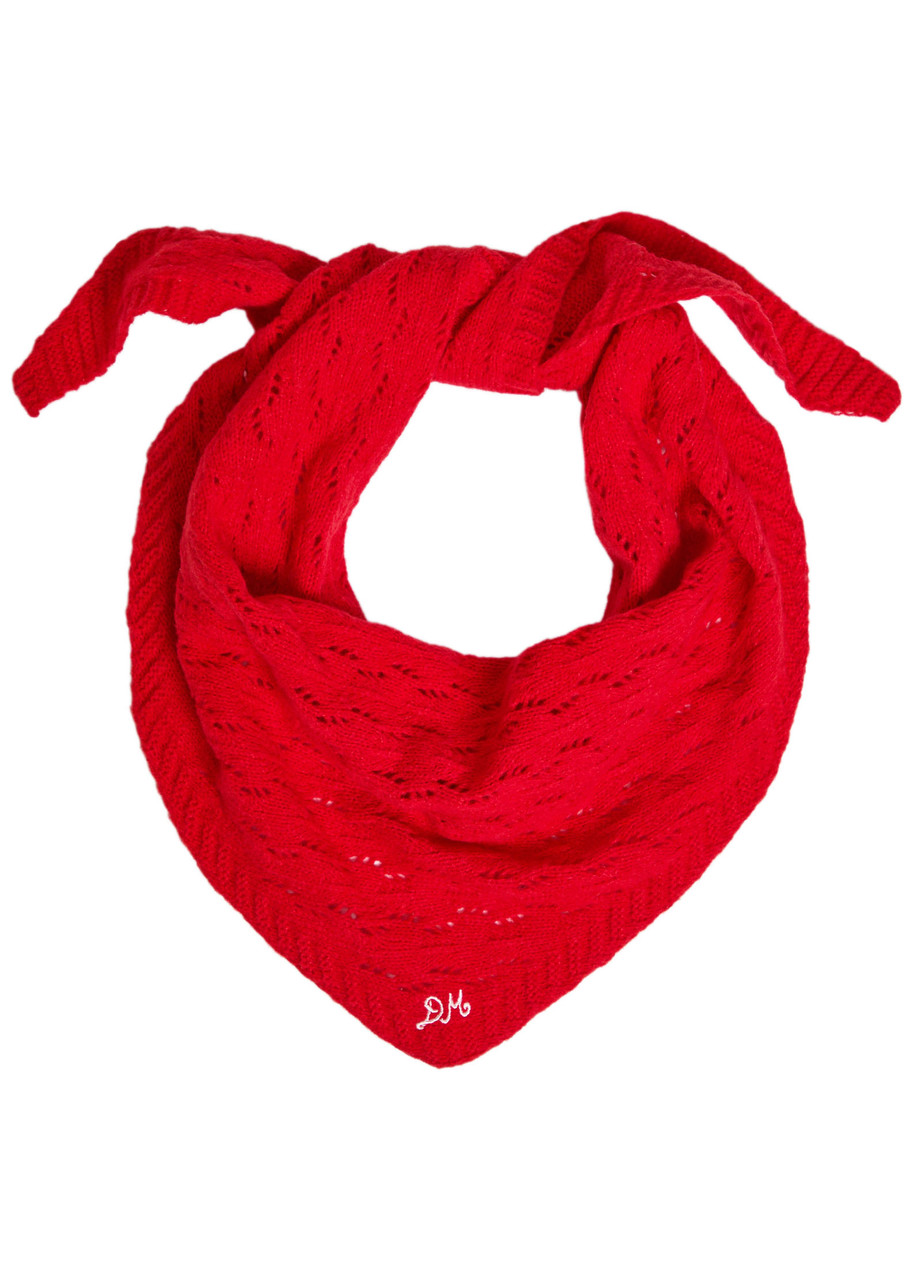 Damson Madder Pointelle Knit Head Scarf In Red