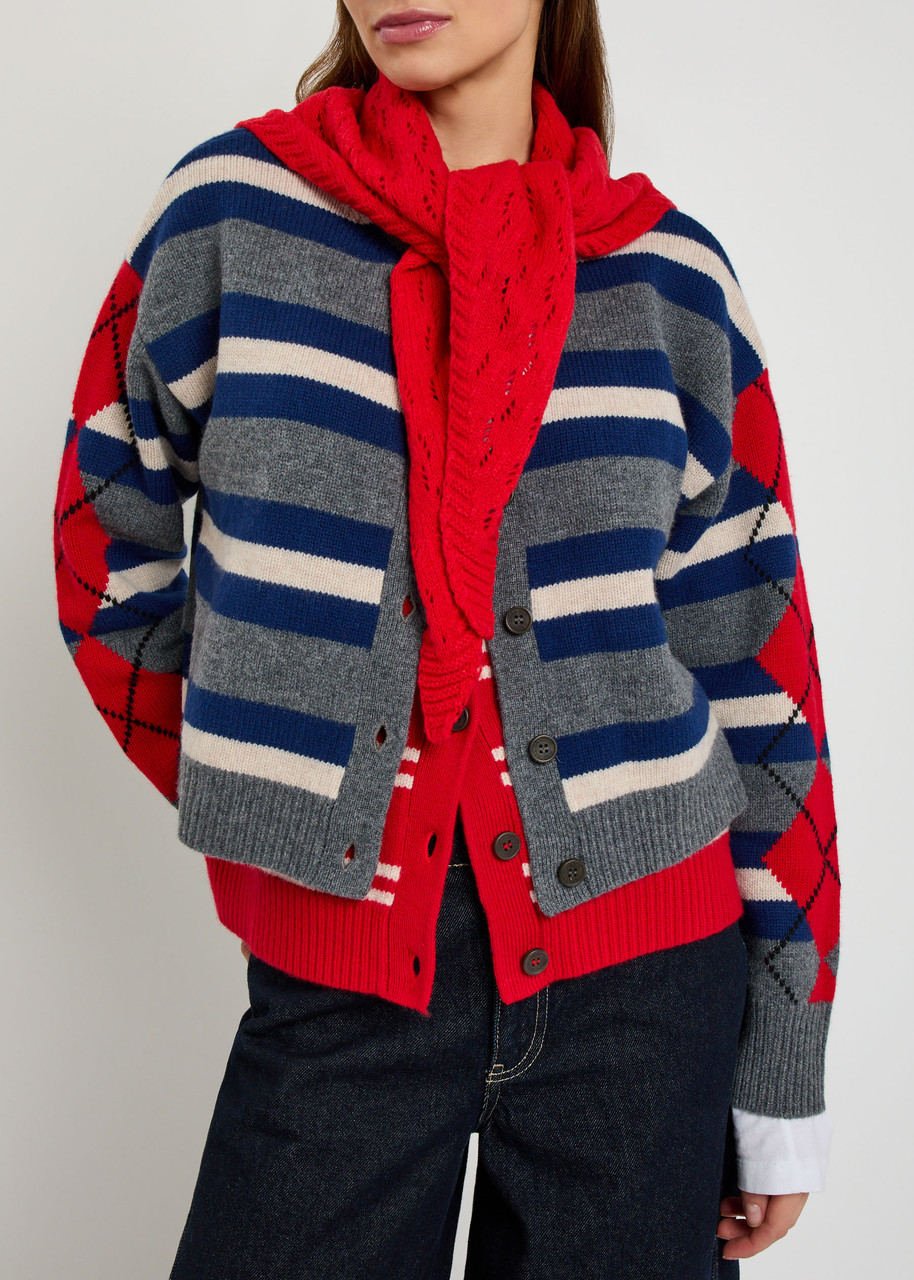 Damson Madder Pointelle Knit Head Scarf In Red