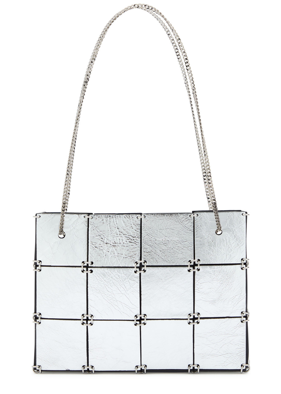 Khaite Emma Mini Panelled Metallic Leather Tote Bag In Silver