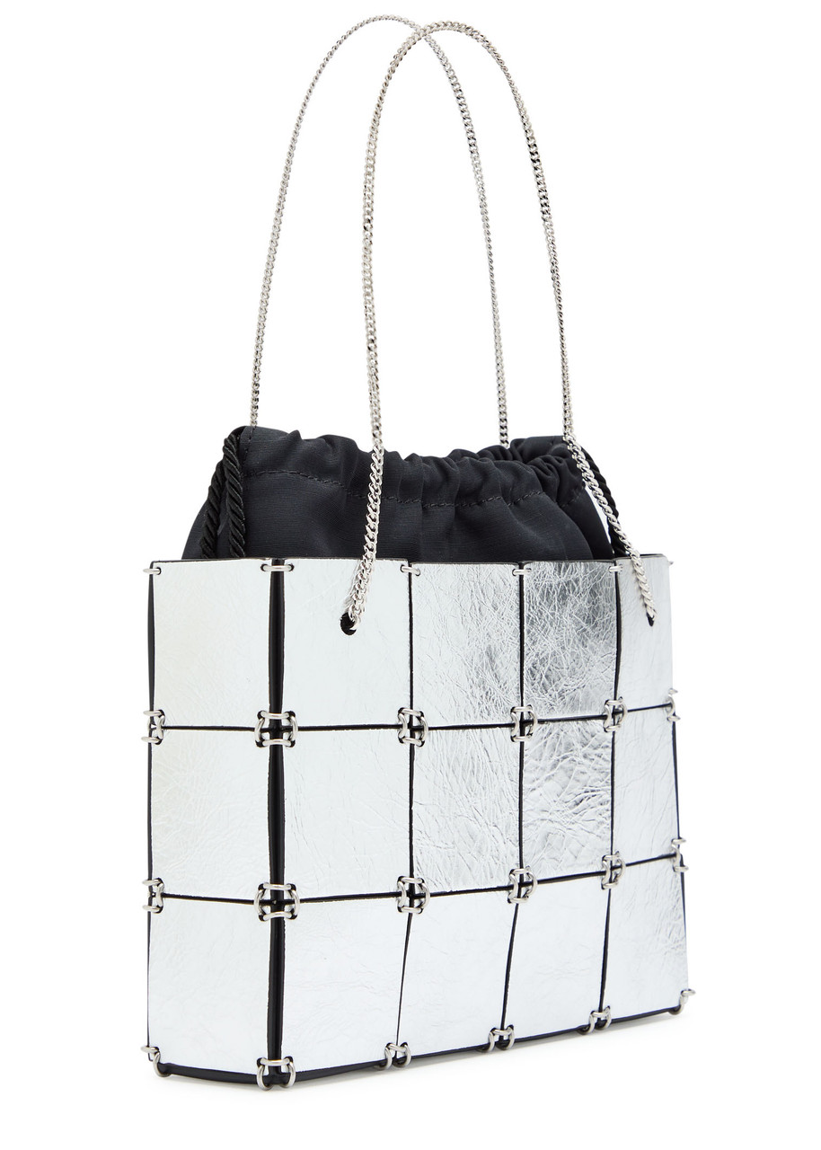 Khaite Emma Mini Panelled Metallic Leather Tote Bag In Silver