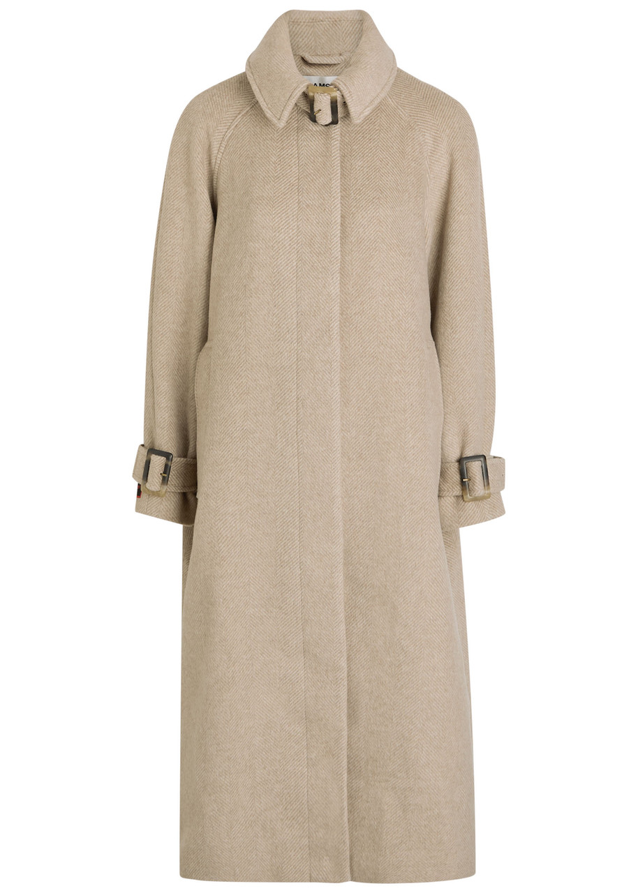 Damson Madder Jude Herringbone Wool-blend Coat In Brown
