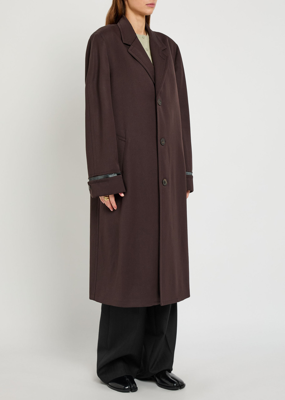 Maison Margiela Womens Dark Brown Relaxed-fit Notch-lapels Wool Coat In Brown
