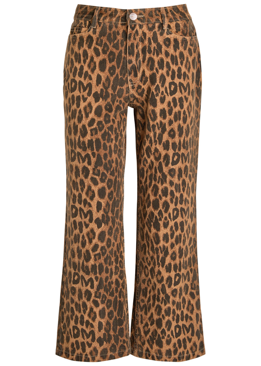 Damson Madder Kenny Leopard-print Bootcut Cropped Jeans - 10 (UK10 / S)