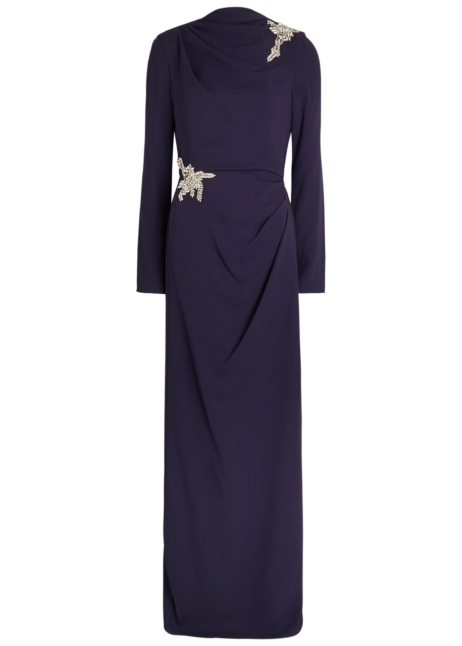 Erdem Crystal-embellished Crepe Gown In Blue