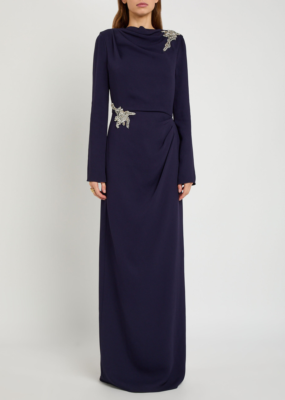 Erdem Crystal-embellished Crepe Gown In Blue