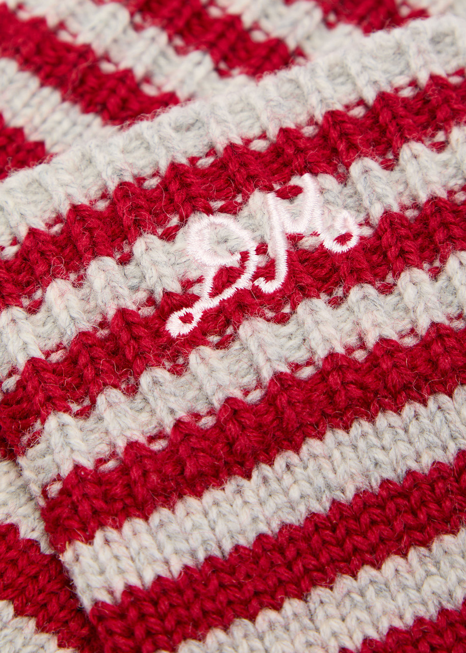  Damson Madder Striped Wool Fingerless Mittens - Multicoloured - One Size 
