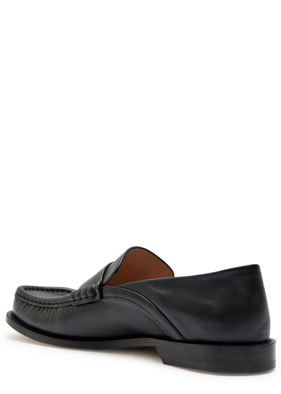 Loewe Penny Strap Round Toe Stitched Detailing Loafers In Black