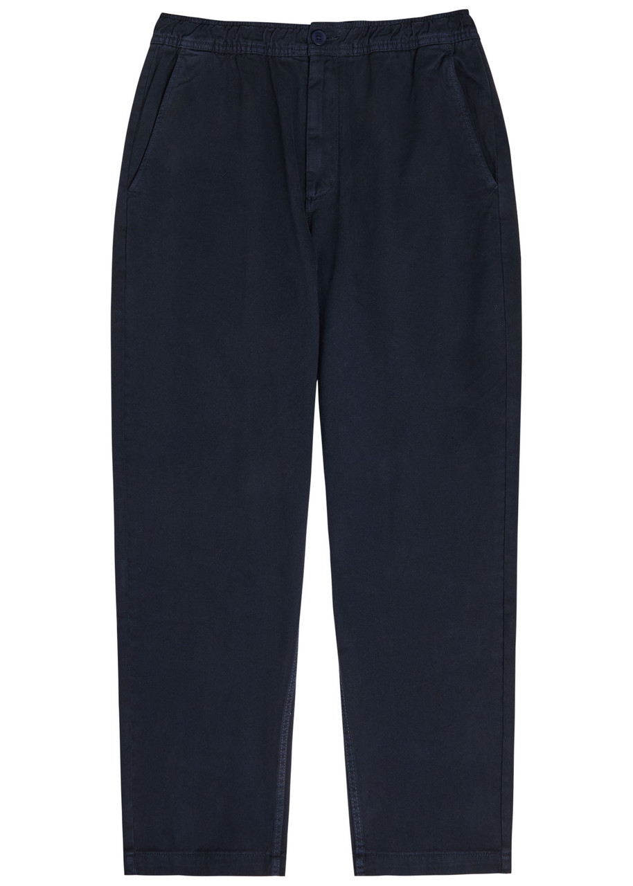 Wax London Tapered Cotton-twill Trousers - Navy - 38 (W38 / Xxl)