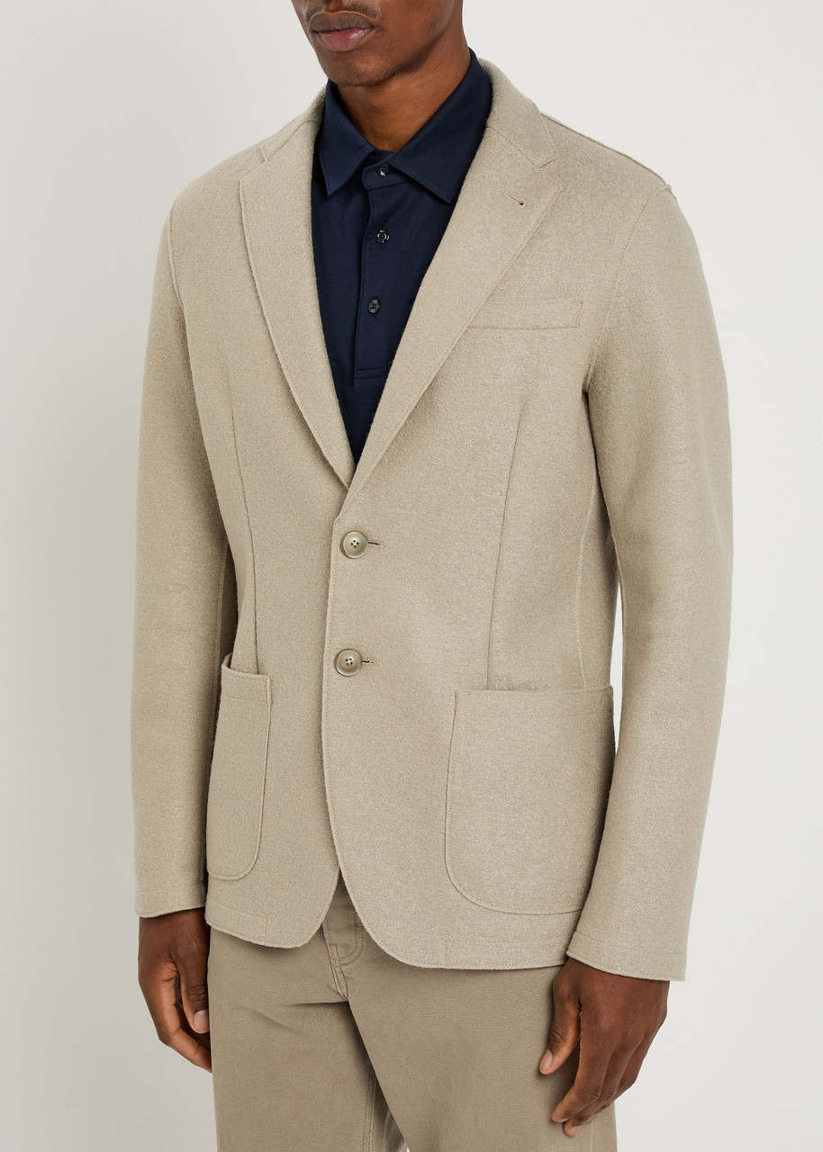 Herno Darted Wool Blazer In Brown