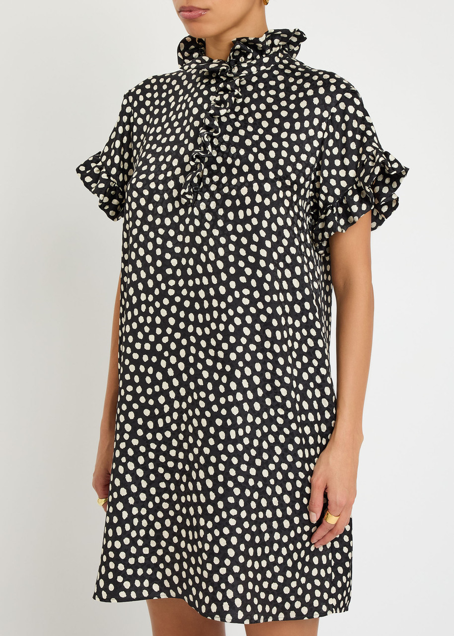 Chloé Chloe Polka Dot Silk Mini Dress In Multi