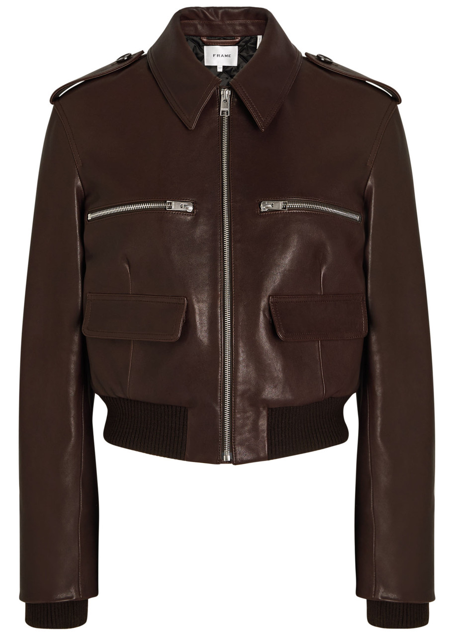 Frame The Aviator Quilted Leather Jacket In Brown