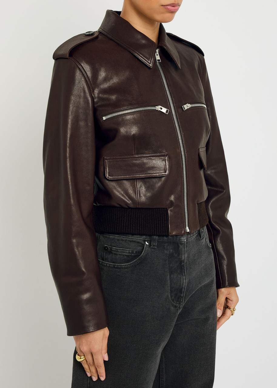 Frame The Aviator Quilted Leather Jacket In Brown