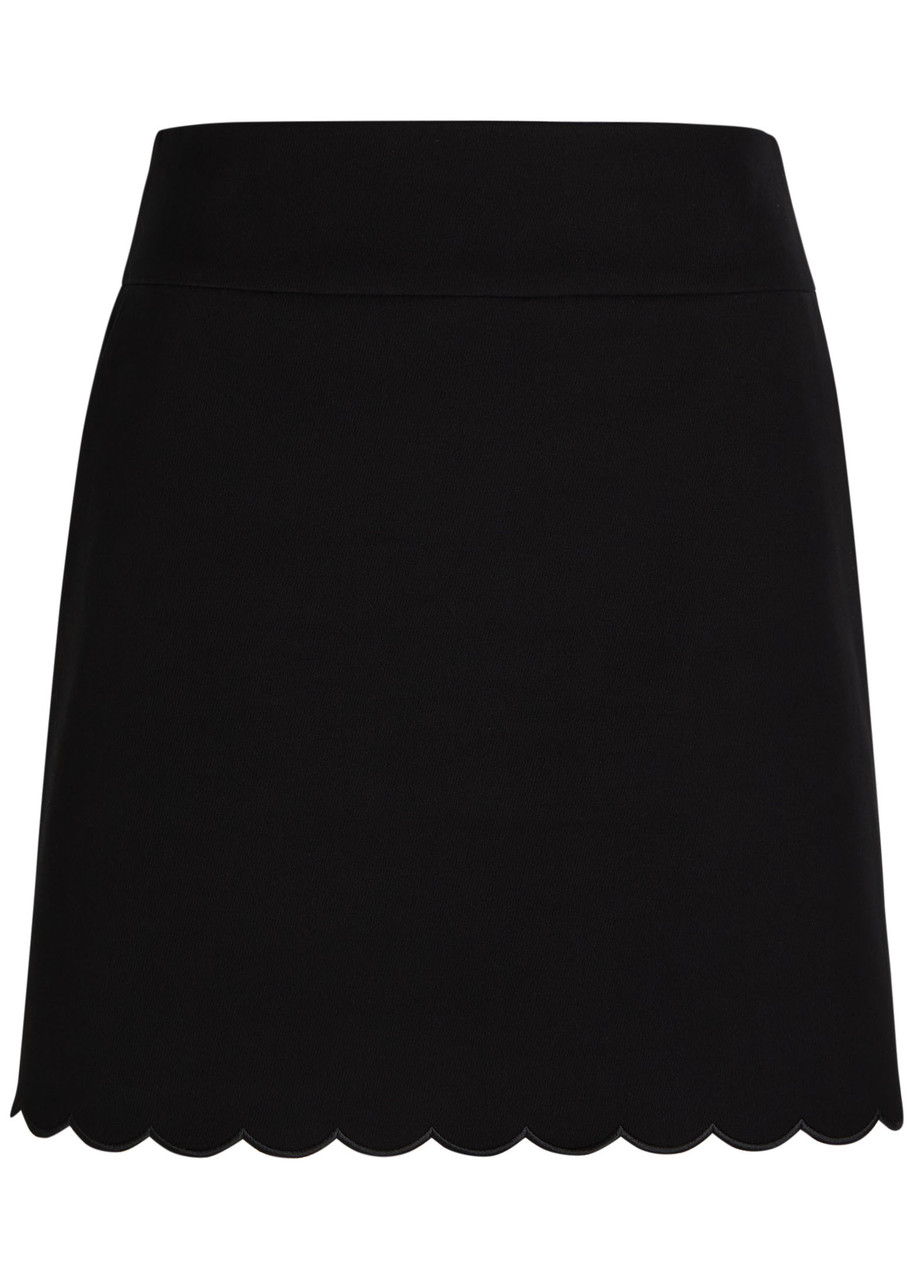 Chloé Chloe Scalloped Stretch-cotton Mini Skirt In Black