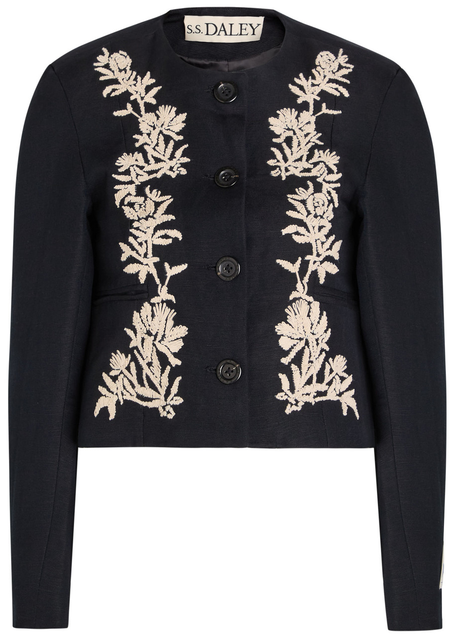 S.s. Daley Ss Daley Ophelia Embroidered Cropped Woven Jacket In Black