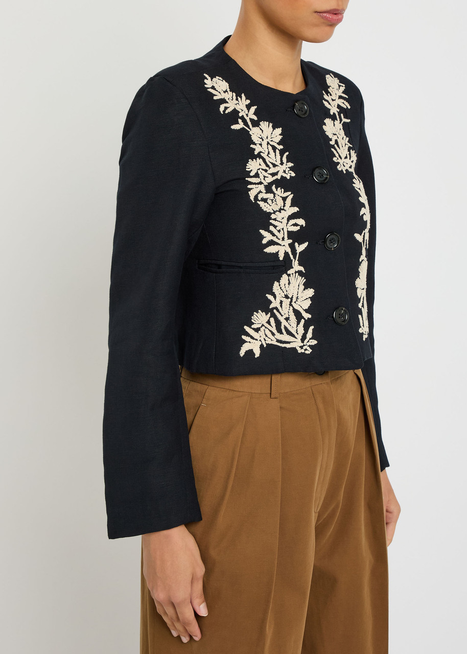 S.s. Daley Ss Daley Ophelia Embroidered Cropped Woven Jacket In Black