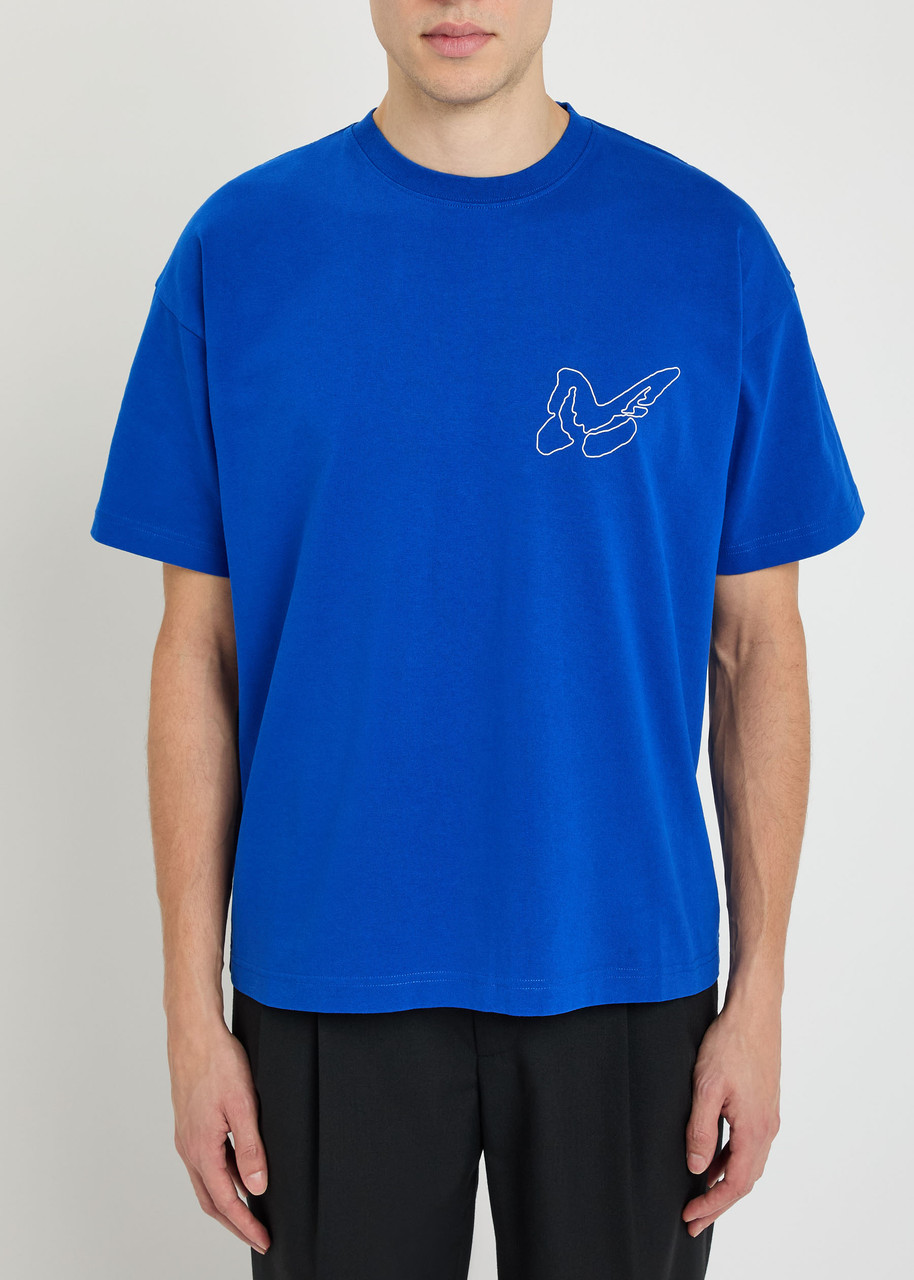 Picante Butterfly Printed Cotton T-shirt In Blue