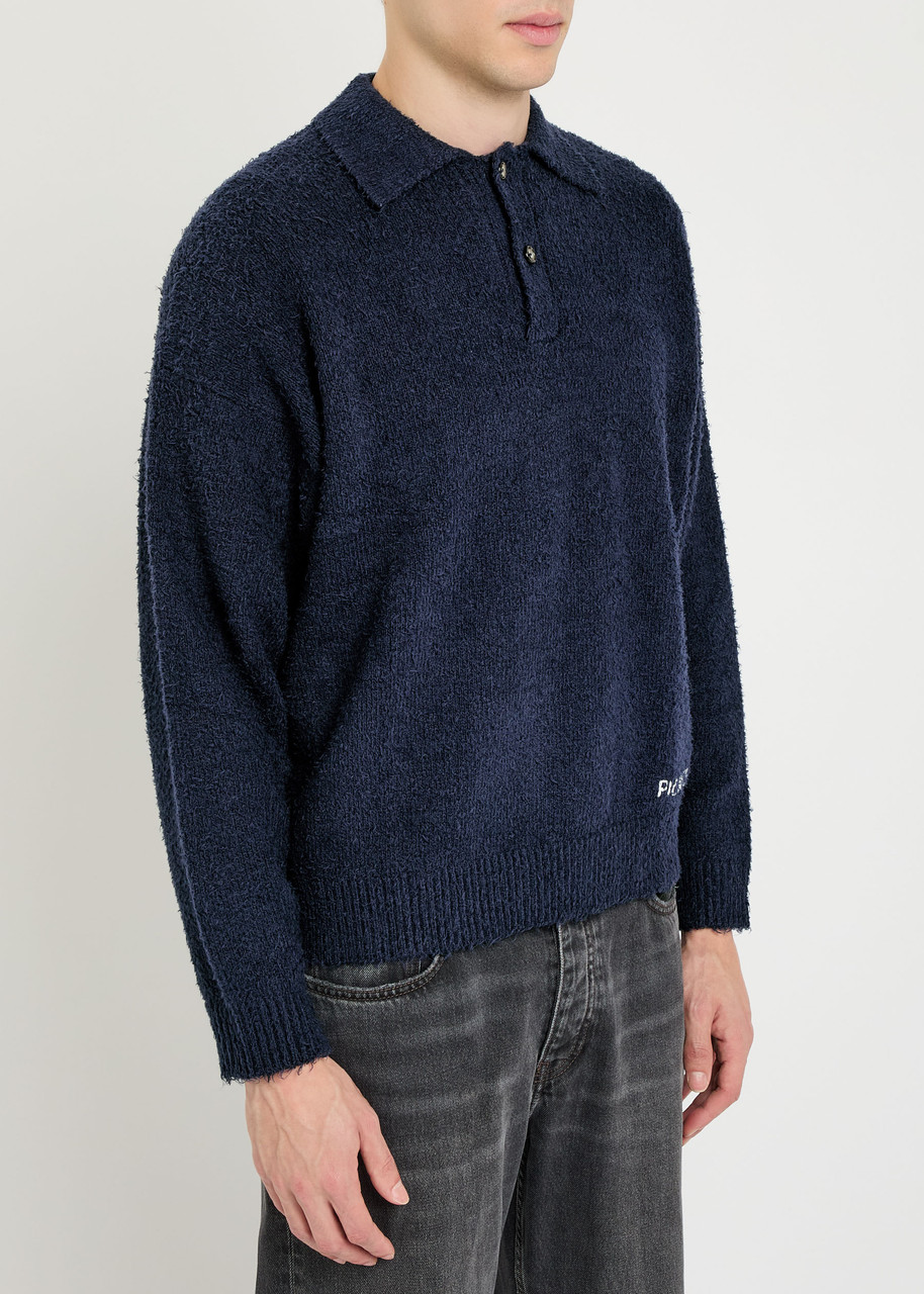 Picante Shaggy Logo-embroidered Cotton-blend Polo Jumper In Blue