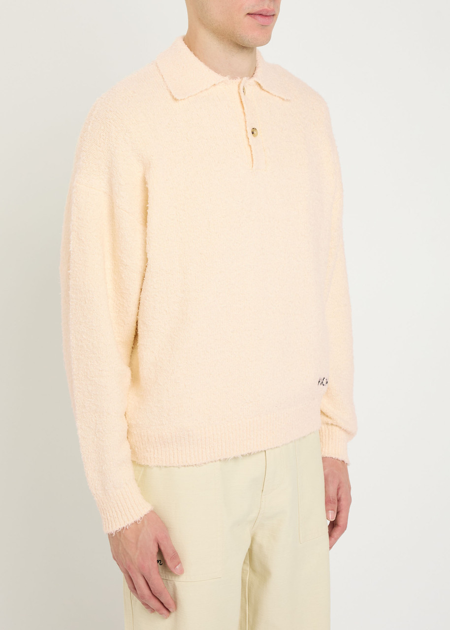 Picante Shaggy Logo-embroidered Cotton-blend Polo Jumper In Neutral