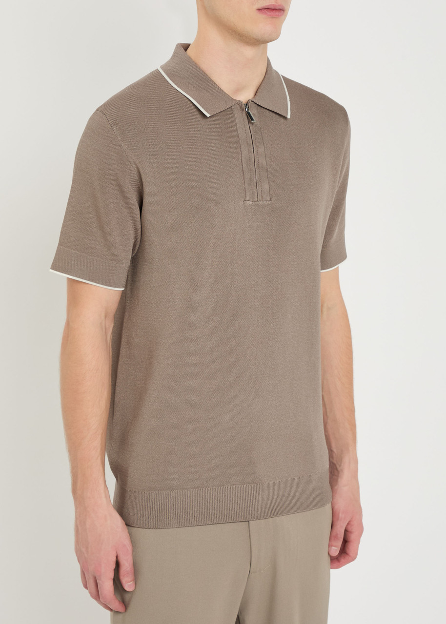 Raith Henry Half-zip Polo Shirt In Brown