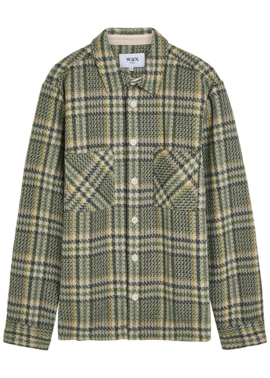 Wax London Whiting Checked Wool-blend Overshirt - Green - XL